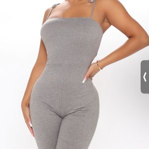Biker shorts romper- Heather Grey